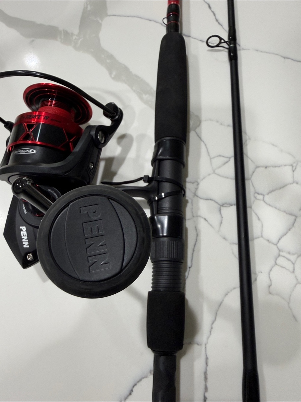 Penn Fierce lV Black and Red Spinning Reel and Rod Combo